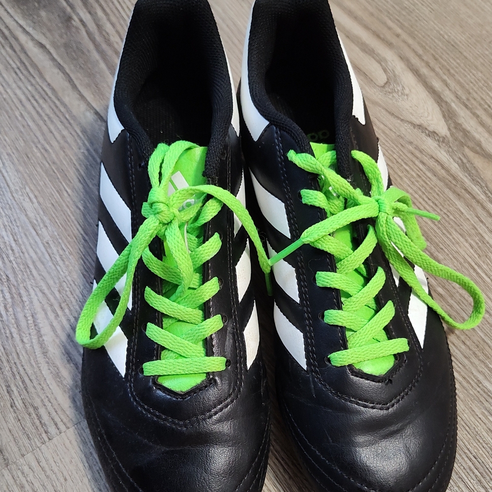 Adidas Kids Black and Neon Green Sneakers Sz 7.5 Y